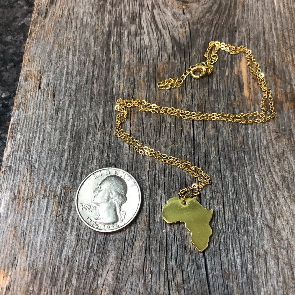 Stainless Steel Gold Africa Pendant Necklace - Picture 2 of 2